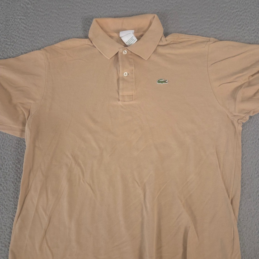 Lacoste Polo Shirt Mens 7 Beige Pique Cotton Short Sleeve Crocodile Golf Classic
